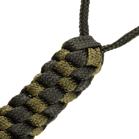 M-Tac Knife Lanyard Helix Skull flätad paracord lanyard för fickknivar, stilren design i grön och svart.