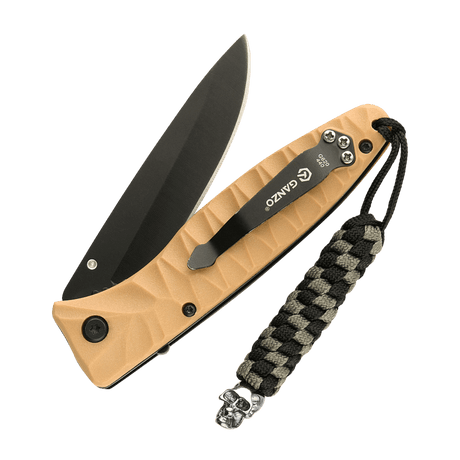 M-Tac Knife Lanyard Helix Skull med flätad paracord och skalle, tillför stil till fickknivar, fungerar som flexibel förlängning.
