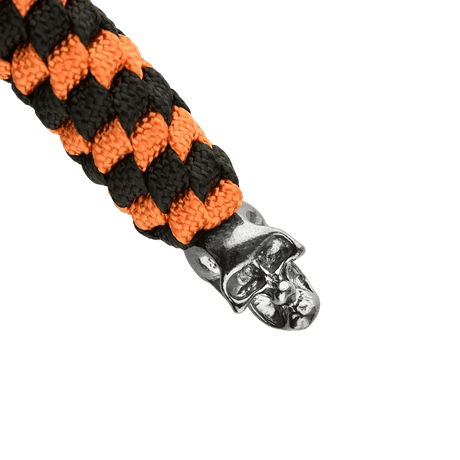 M-Tac Knife Lanyard Helix Skull - svart och orange paracord-lanyard med helix-skalledesign, för fickknivar. Tillför stil och funktion.