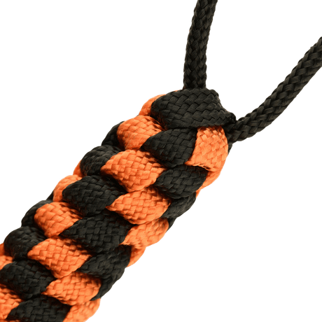 M-Tac Knife Lanyard Helix Skull i flätad paracord tillför stil och funktion till fickknivar med orange och svart design.