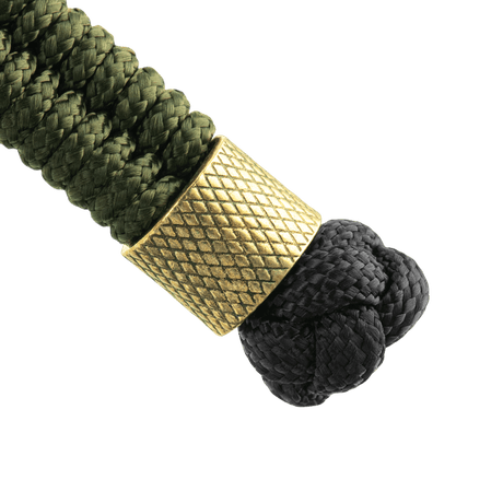 M-Tac Viper Cylindre Lanyard Stainless Steel i spiralflätad paracord med skandinavisk pärla, stilfull design för knivar och utrustning, grön och svart snodd.