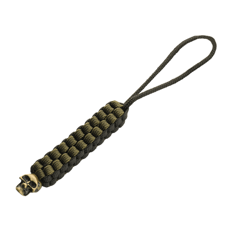 M-Tac Knife Lanyard Cuboid Skull i flätad paracord med dekorativ skallepärla, praktiskt tillbehör för knivhandtag.