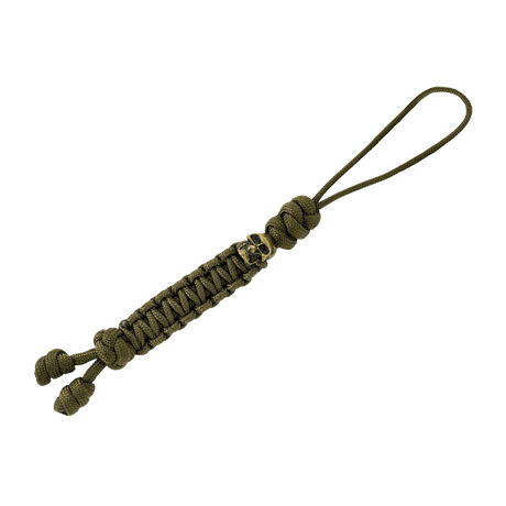 M-Tac Loopy Snake Skull Lanyard i flätad paracord 550, stilfullt tillbehör till kniv eller ficklampa, flexibel och hållbar, grön färg.