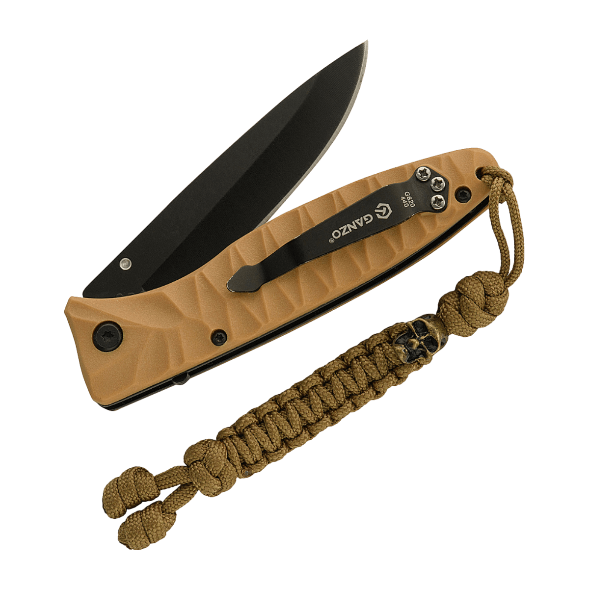 M-Tac Loopy Snake Skull Lanyard som fleksibel forlængelse til knive og udstyr, lavet af holdbar Paracord 550 type III.