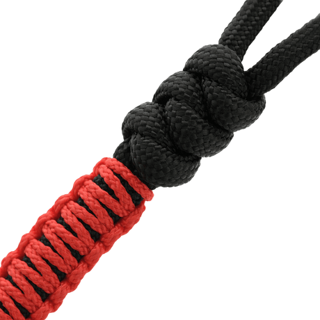 M-Tac Ninja Ver.2 Lanyard i flätad paracord med ninjamotiv i svart och röd färg, perfekt för kniv och utrustning.
