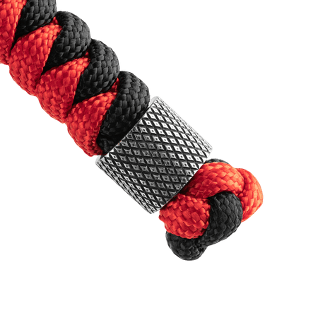M-Tac Viper Cylindre Lanyard Stainless Steel i röd och svart paracord med skandinavisk pärldesign för knivar och utrustning.
