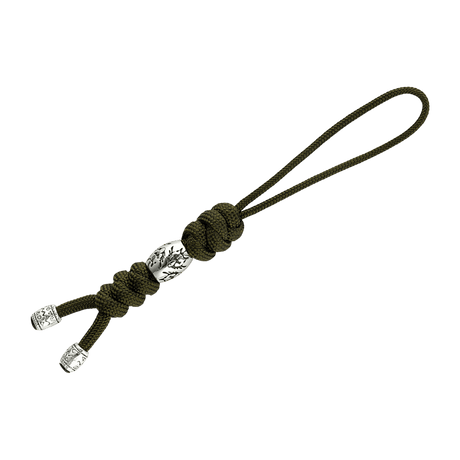 M-Tac Zeus Stainless Steel Lanyard med flätad paracord och dekorativ pärla, idealisk för kniv och utrustning för snabb åtkomst.