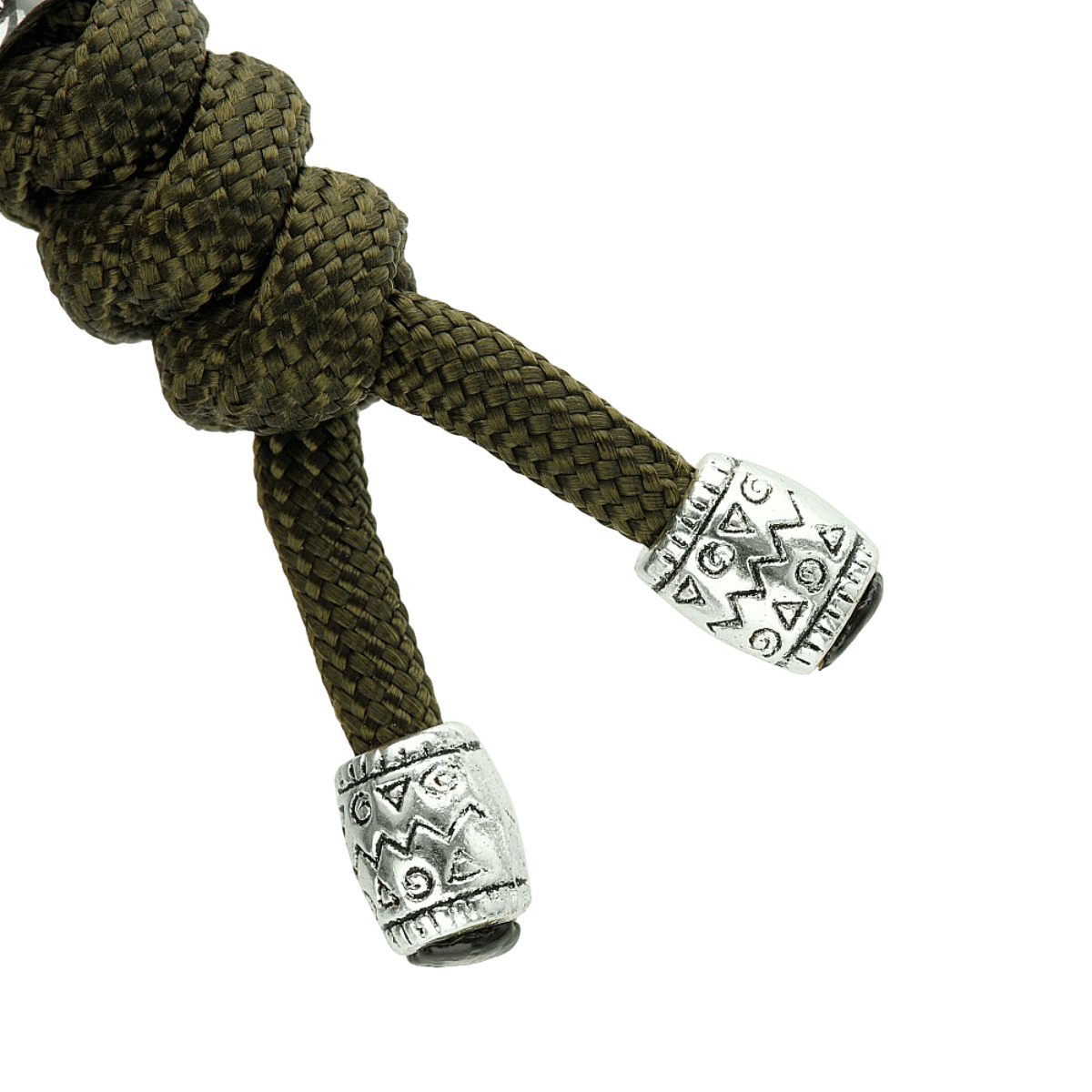 M-Tac Zeus Stainless Steel Lanyard med flettet paracord og dekorativ perle i rustfrit stål, perfekt til hurtig adgang til udstyr.