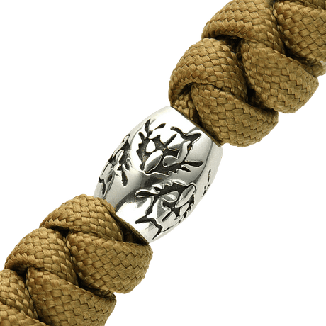 M-Tac Zeus Stainless Steel Lanyard med dekorativ pärla i rostfritt stål och flätat paracord‑design, idealisk för knivar och utrustning.