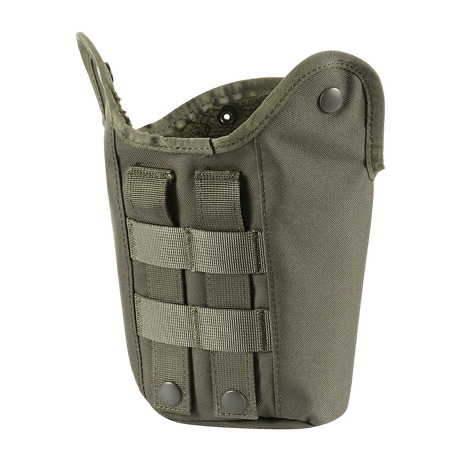 M-Tac Flaskhållare MOLLE i slitstarkt 600D polyester med dräneringshål och förstärkt botten, kompatibel med MOLLE‑system, grön färg.