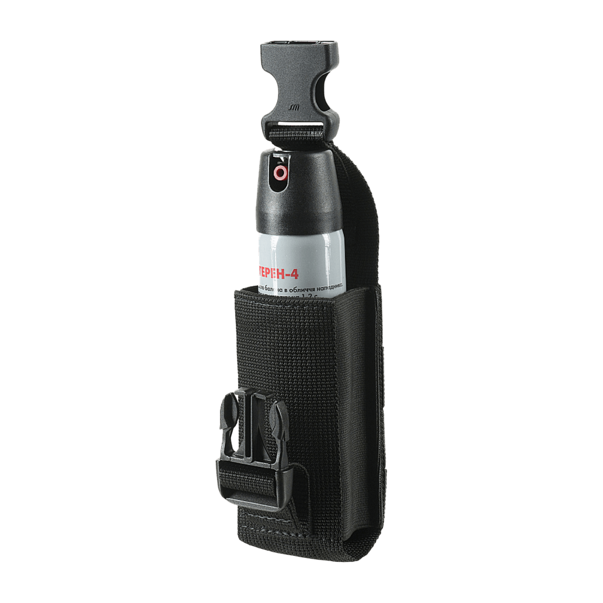 M-Tac Gasdåseholder Vertikal med Woojin-lås og MIL-SPEC strop monteret vertikalt til hurtig adgang og sikker fastgørelse.