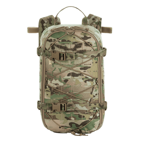 M-Tac Rygsäck Sturm Elite Gen.II i camouflagedesign med MOLLE-system och elastisk snörning, perfekt för fältresor och äventyr.