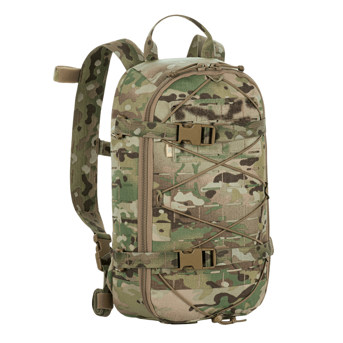 M-Tac Rygsæk Sturm Elite Gen.II i camouflage design med MOLLE system og elastisk snøring til feltræv og udstyr.