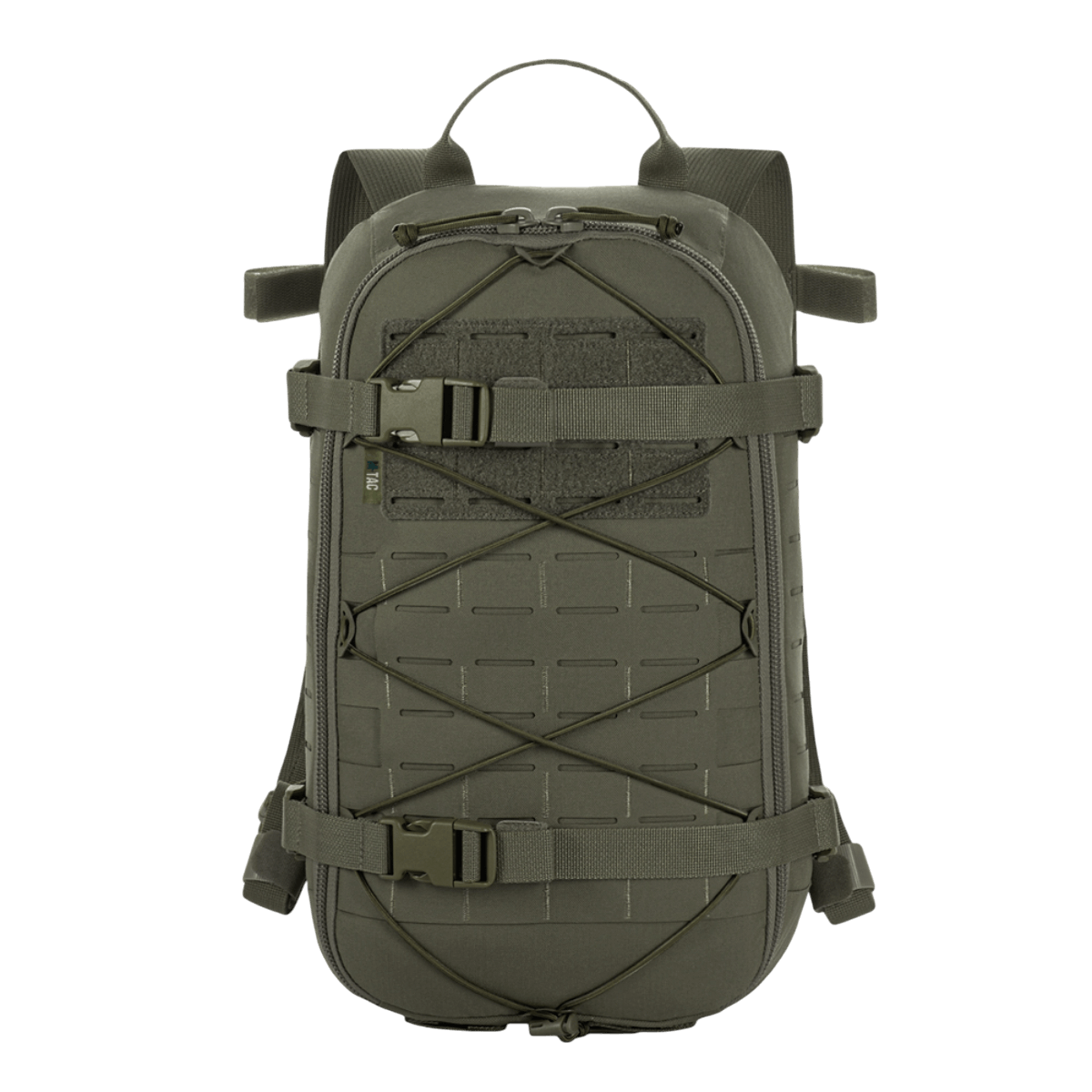 M-Tac Rygsæk Sturm Elite Gen.II i grøn, med MOLLE system og elastisk snøring, ideel til kortvarige ophold i felten.