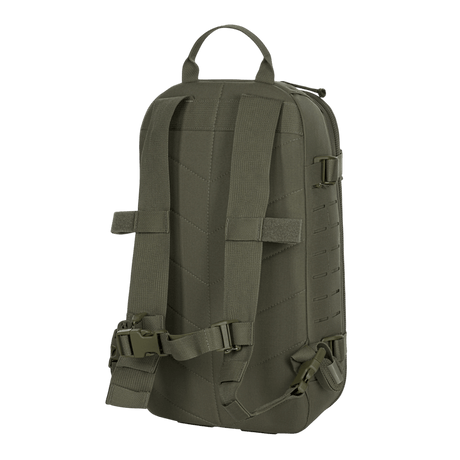 M-Tac Ryggsäck Sturm Elite Gen.II i slitstark Cordura sedd bakifrån, med MOLLE-system för extra utrustning, idealisk för kortare turer.