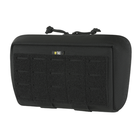 M-Tac Admin Pouch Large Elite i svart med Laser Cut velcro-panel, idealisk för förvaring av taktisk utrustning.