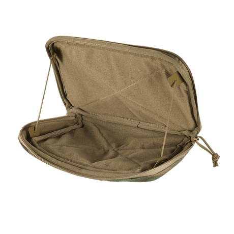 M-Tac Admin Pouch Large Elite i öppet läge, visar rymligt inneryta för taktisk förvaring och velcro-väggar för modulfästning.