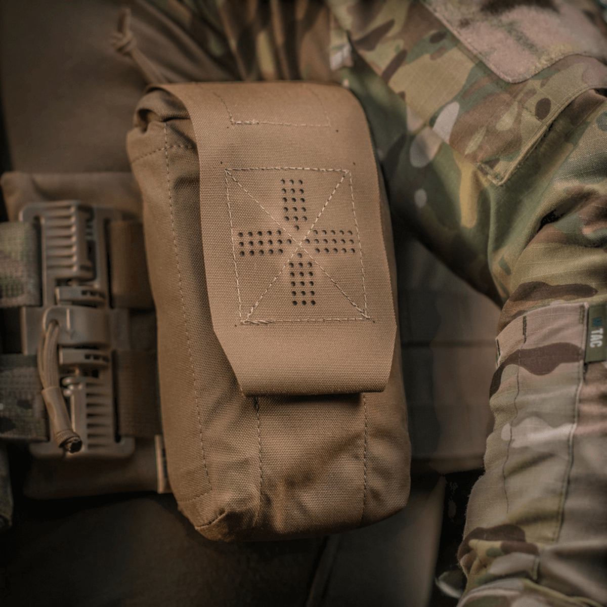 M-Tac Mediclomme Small Vertical Elite, høj kvalitet Cordura 500D materiale, medicinlomme og førstehjælpsorganizer, vertikalt design