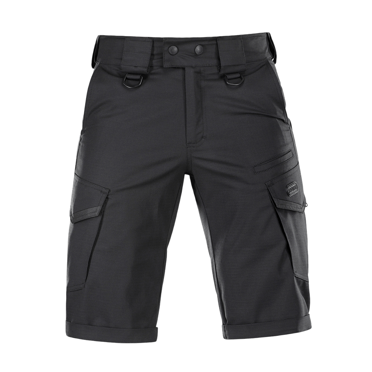 M-Tac Shorts Aggressor Gen.II Flex i sort med taktisk design og multifunktionelle lommer, ideel til træning og udendørs aktiviteter.