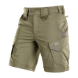 M-Tac Shorts Aggressor Short i elastisk polycotton flex rip-stop med YKK-lynlås och D-ringar, idealisk för taktiskt bruk.