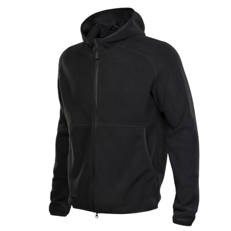 M-Tac Lite Microfleece Hættetrøje i sort mikrofleece med hætte og elastisk kant for komfortabel pasform. Ideel til hverdagsbrug og friluftsliv.