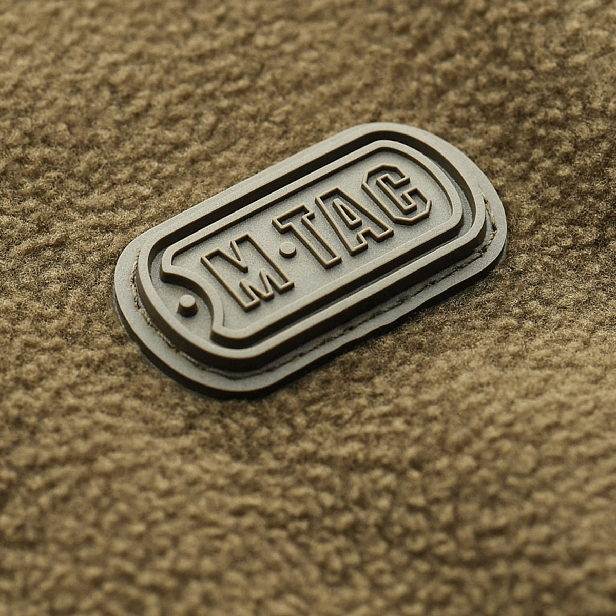 M-Tac Lite Microfleece Hættetrøje logo på brun mikrofleece stof