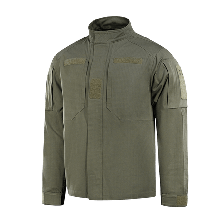 M-Tac Jakke Patrol Flex med velcro- og YKK-fittings, velegnet til taktisk brug, ståkrave, ventilationsøjer og ærmelommer med lynlås.
