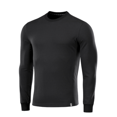 M-Tac Pullover 4 Seasons i svart med rund hals och långa ärmar, 95% bomull, 5% elastan, lämplig för vardag och taktisk användning