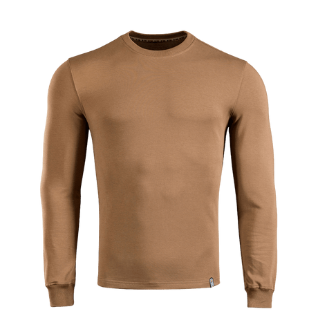 M-Tac Pullover 4 Seasons med rund hals för vardag och taktisk användning, 95% bomull, 5% elastan, beige färg, minimalistisk design