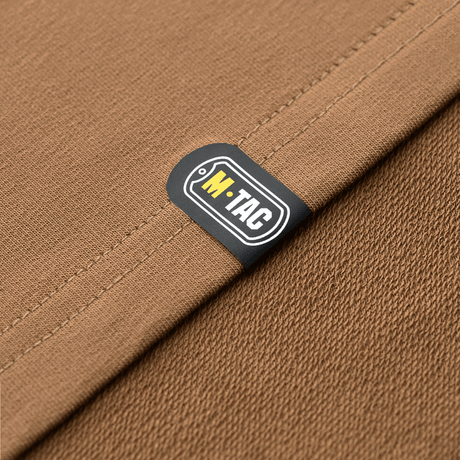 M-Tac Pullover 4 Seasons med logo på brun tygyta, avsedd för användning året runt, 95% bomull, 5% elastan