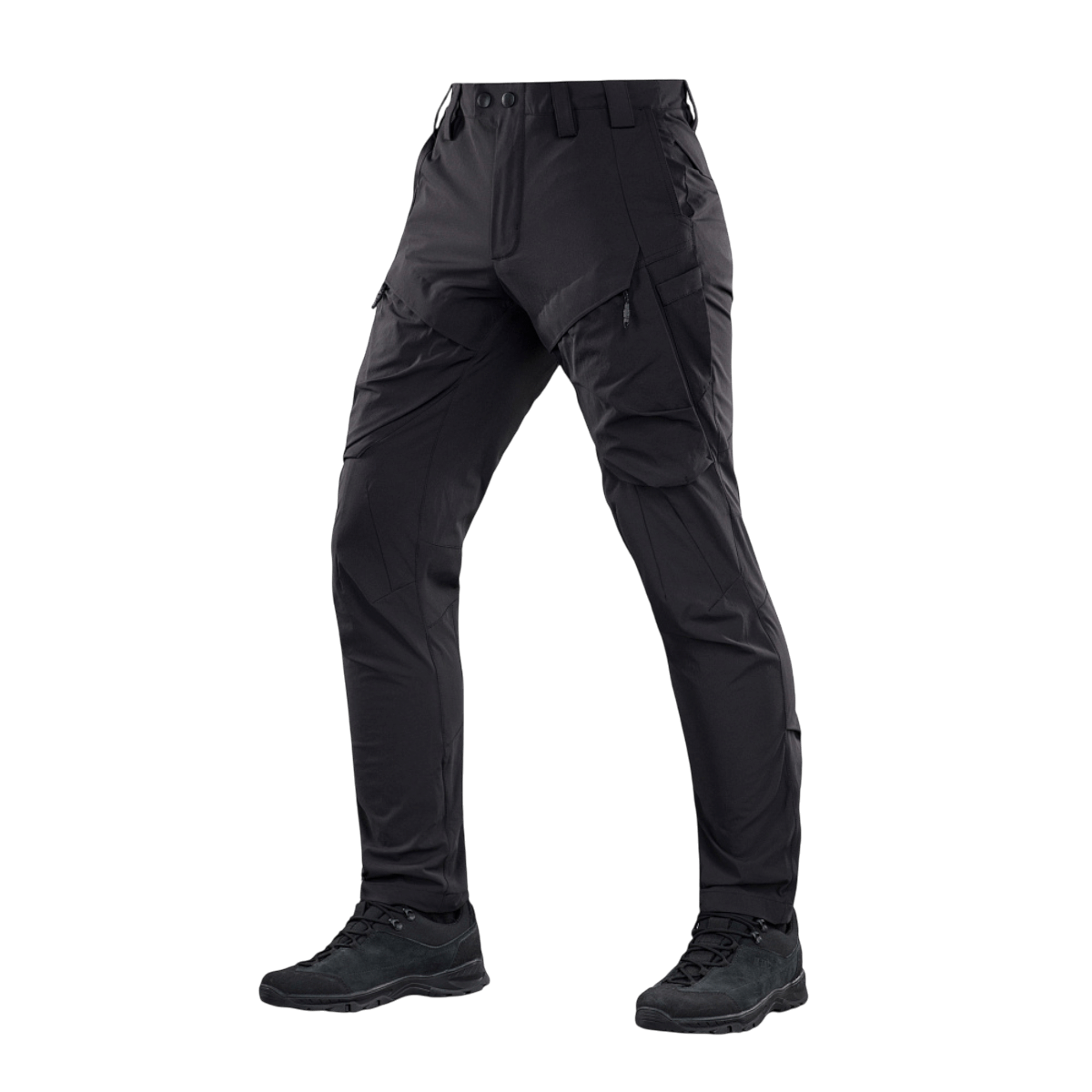 M-Tac Bukser Rubicon Flex i sort med cargo-lomme, lavet af 4-Way Stretch stof, ideel til træning og fritid. Komfortable og åndbare.