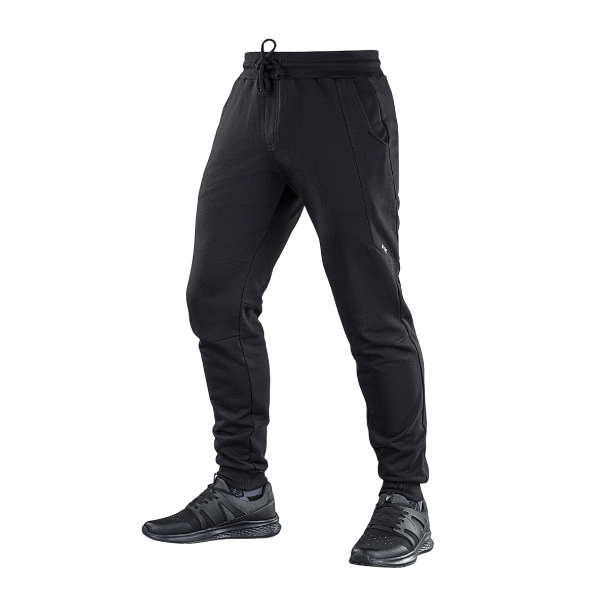 M-Tac Bukser Stealth Cotton i sort, ideel til løb og fitness, med elastik i taljen og åbne sidelommer, lavet af 100% bomuld.