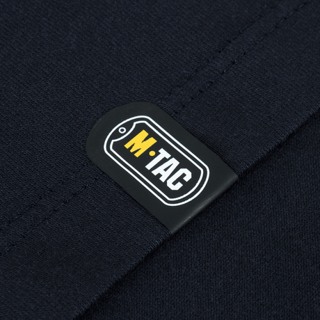 M-Tac T-shirt 93/7 Summer label på mørkeblå stof, lavet af 93% bomuld og 7% elastan, ideel til hverdagsbrug i varme sommermåneder.