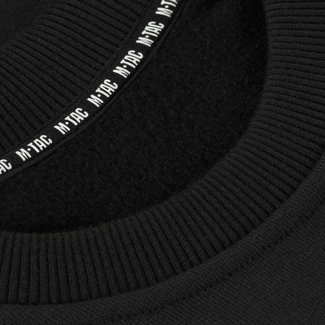 M-Tac Sweatshirt Cotton Hard, sort krave med synligt M-Tac logo på indersiden. Lavet af 100% bomuld for komfort og varme.