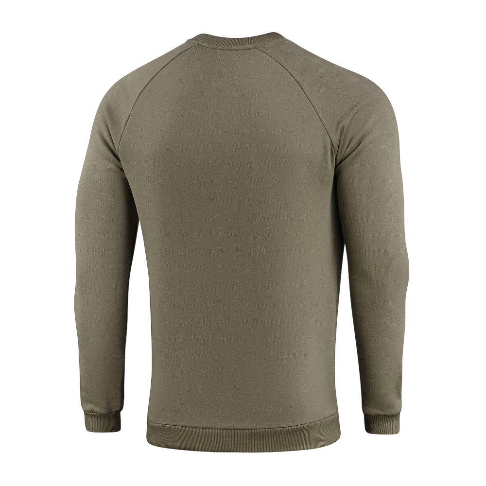 M-Tac Sweatshirt Cotton Hard set bagfra i neutral khaki farve, lavet af 100% bomuld, med ribkanter for komfort og stil.