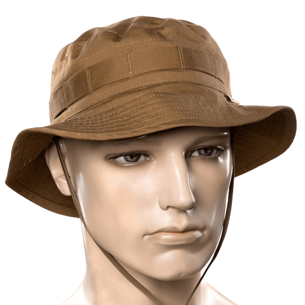 M-Tac Panama Rip-Stop army-hat inspireret af Boonie-model med semi-stiv skygge og camouflagebånd. Udstyret med ventilationshuller og snor.