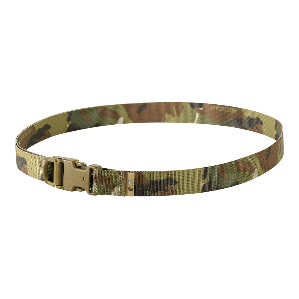 M-Tac Kompressionsrem Gen.II i grønt camouflage mønster med fastex-spænde, ideel til fastgørelse af militærudstyr eller campingudstyr.