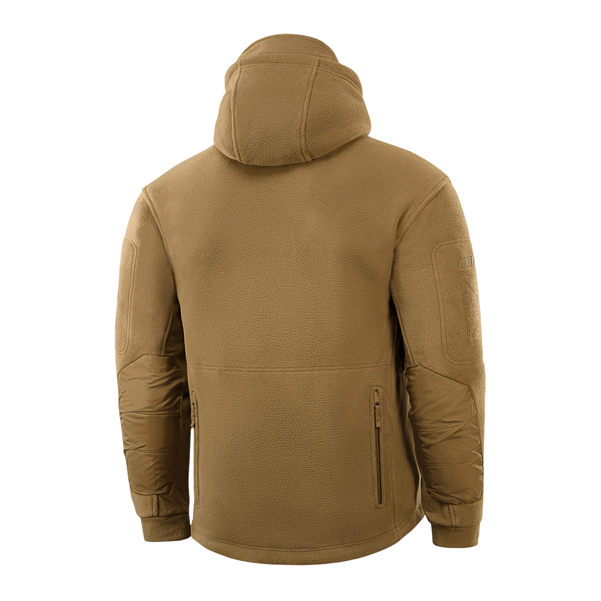 Bagview af M-Tac Division Gen.II Windblock Fleecejakke i beige, designet til vindbeskyttelse og varme i køligt vejr.