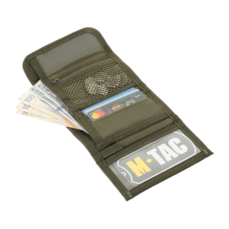 M-Tac Plånbok Elite Gen.II öppen, med sedlar, kort och dragkedjefack