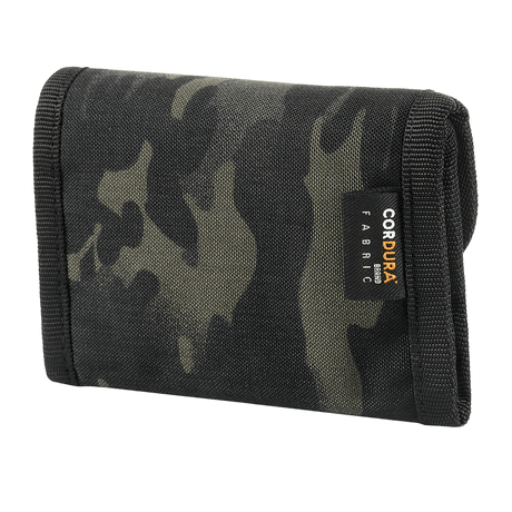 M-Tac Plånbok Elite Gen.II i svart kamouflage med Cordura 500D-material, kompakt design för kontanter och kort, sedd bakifrån.