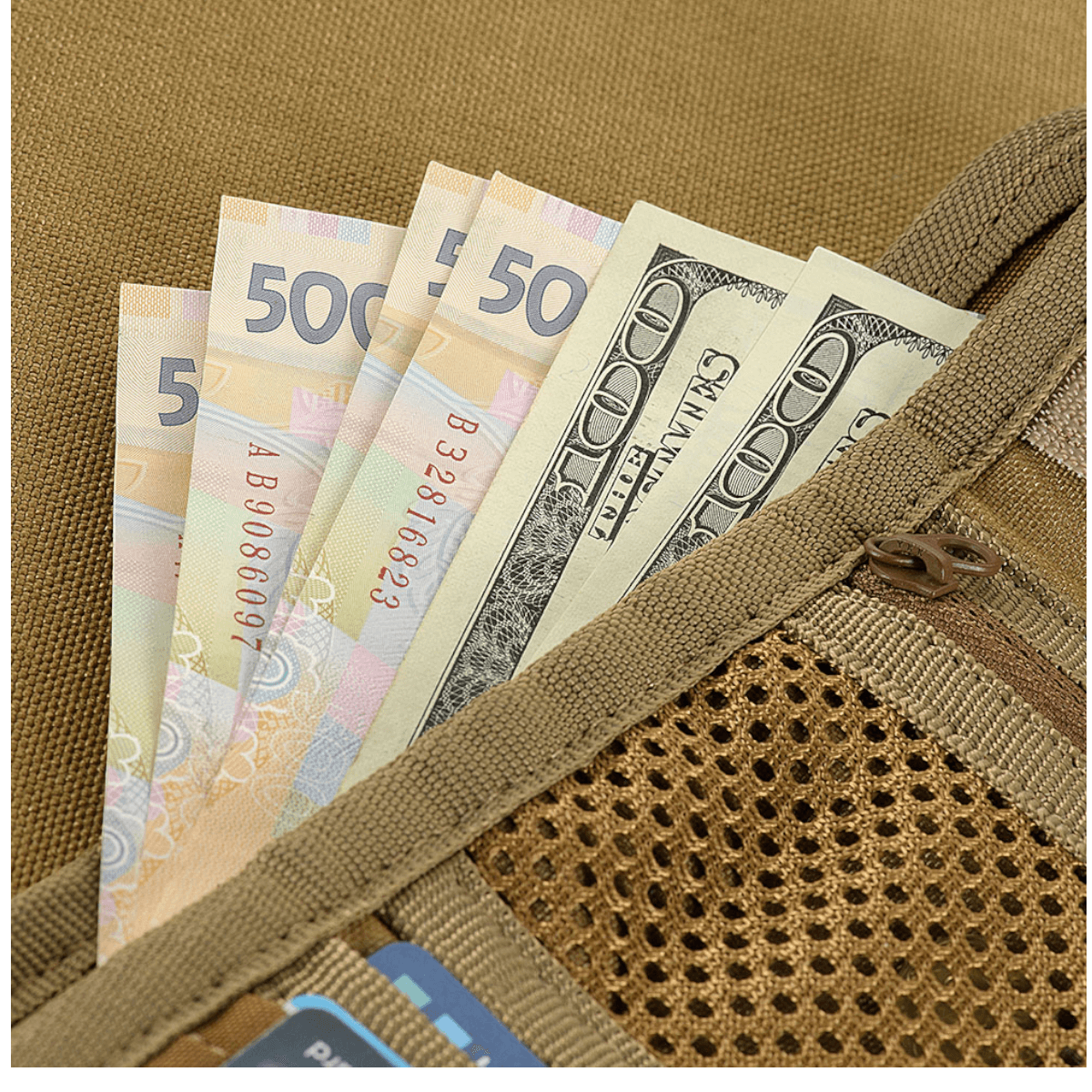 M-Tac Pung med Patch Panel Elite Gen. II med sedler og kort i slitesterkt Oxford materiale