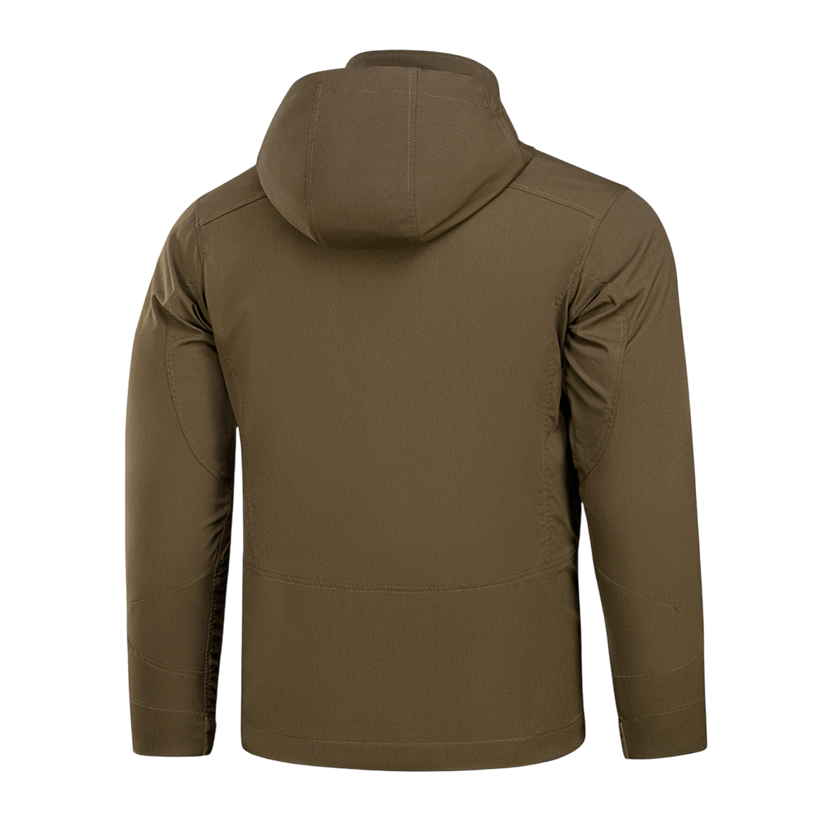 M-Tac Flash Jakke i grøn, let og alsidig, ideel til vandreture og sport uden velcrofelter, set fra bagsiden.