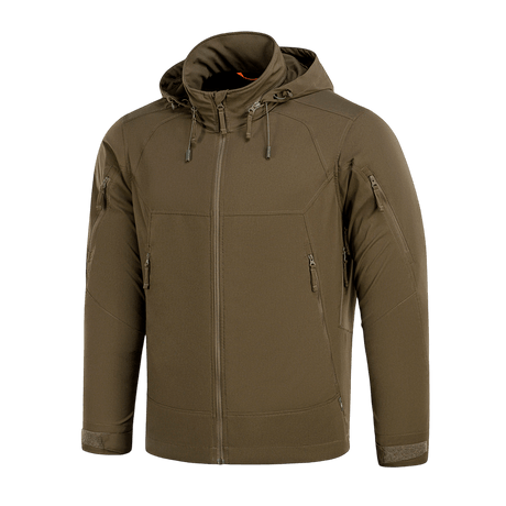 M-Tac Flash Jakke i olivengrøn farve, letvægts, alsidig jakke til vandreture og hverdag, uden velcrofelter, kompatibel med fleece.