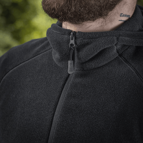 M-Tac Sprint Fleece Sweatshirt Polartec close-up view showing fabric texture and zipper details.