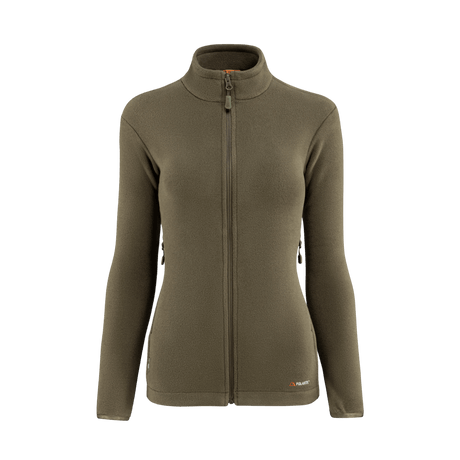 M-Tac Sweater Nord Fleece Polartec Dame i olivengrøn, designet til komfort og varme med Polartec® 200 Series fleece og YKK-lynlås.