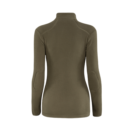 M-Tac Sweater Nord Fleece Polartec Dame set bagfra med olivengrøn farve og ståkrave, designet til komfort og varme i taktiske miljøer.