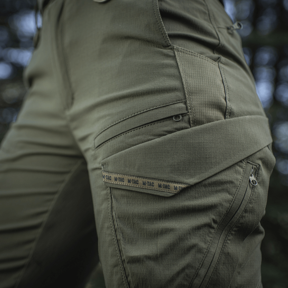 M-Tac Bukser Aggressor Summer Flex Dame i Rip-Stop nylon, taktiske bukser med YKK-lukninger og elastisk taljebånd, nærbillede