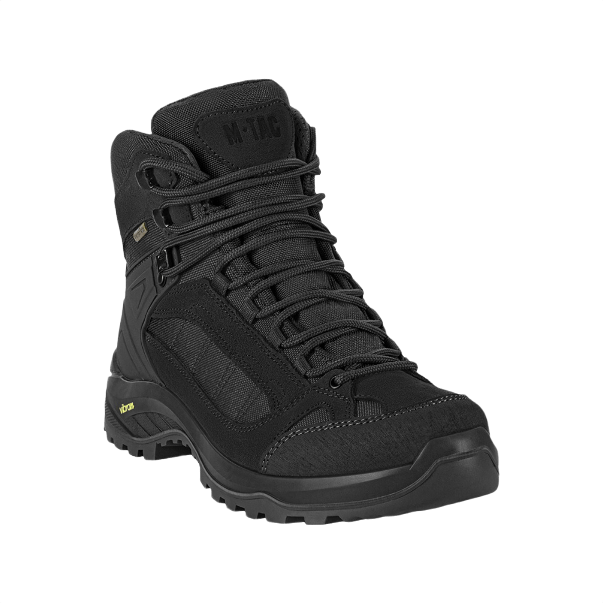 M-Tac Taktiske Demi-Season Støvler Pro Line med Vibram-sål, designet til komfort og holdbarhed under taktiske opgaver og vandring.