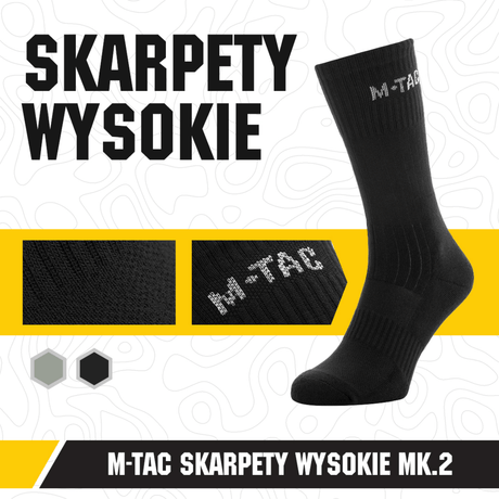 M-Tac Høje Sokker Mk.2 til komfort og støtte under trekking med specielle termozoner og bred manchet for optimal pasform.