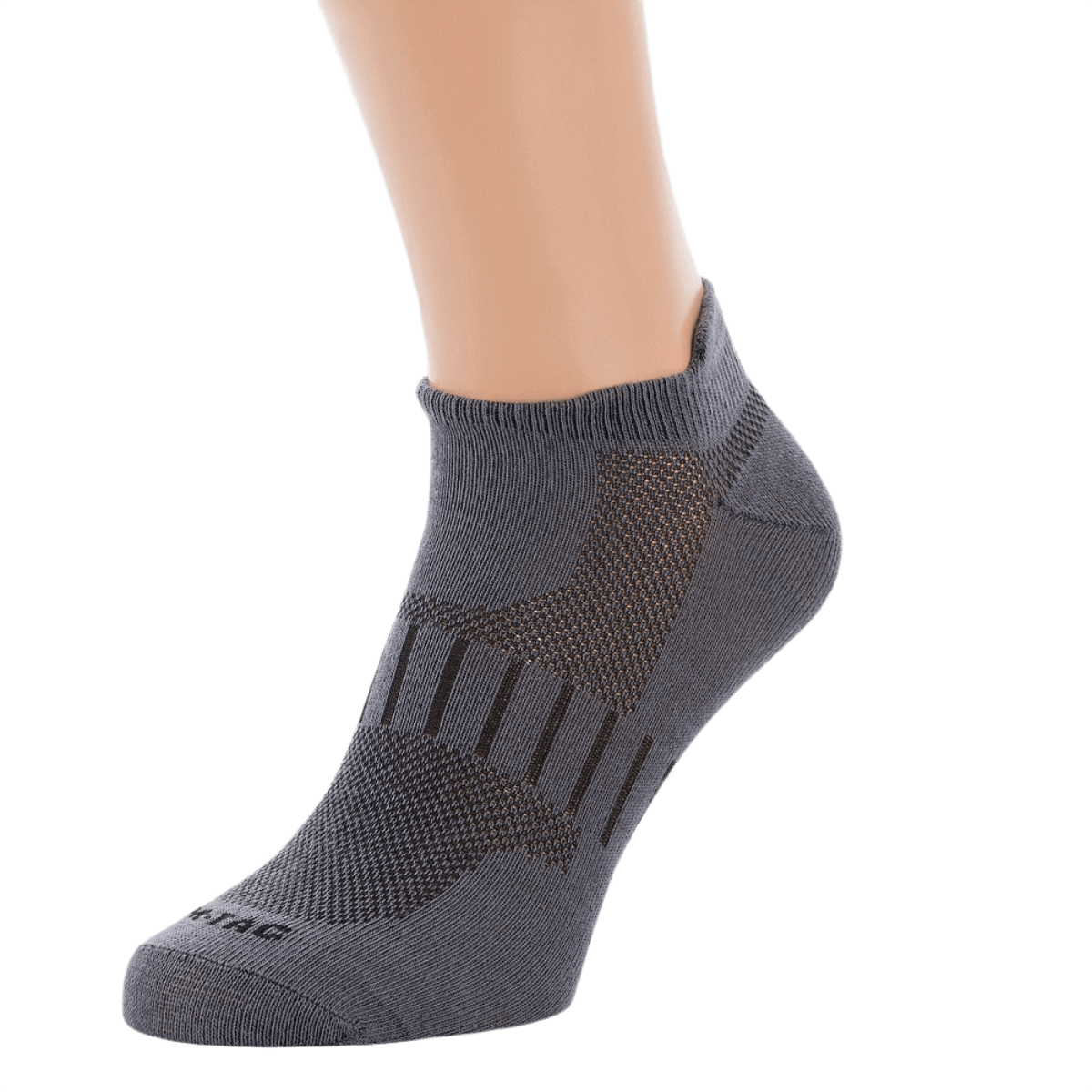 M-Tac Let Sportsokker - grå løbestrømper til udendørsaktiviteter, åndbart og ergonomisk design, kort længde, høj komfort. Materiale: bomuld, polyamid, elastan.